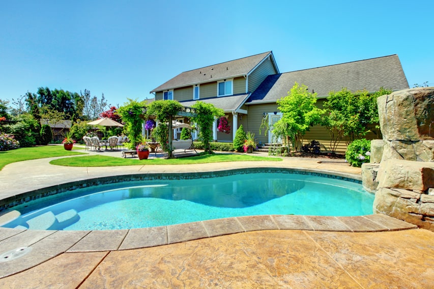 a house with swimming pool