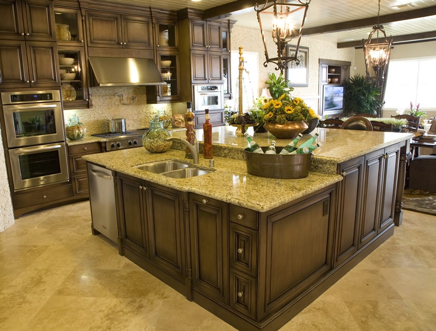 multi level kitchen island with sink