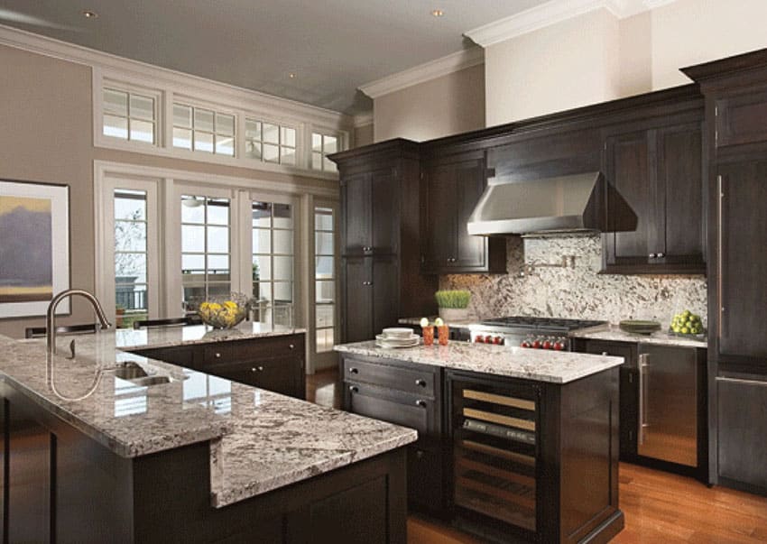 dark wood kitchen cabinet wall color