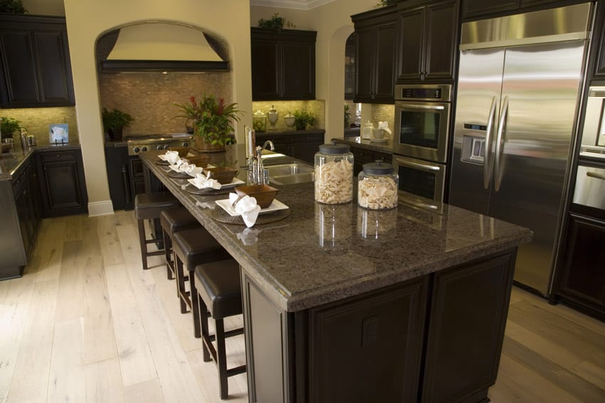 Dark kitchen cabinets with floors cabinet