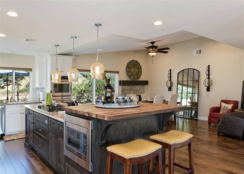 butcher block kitchen island breakfast bar