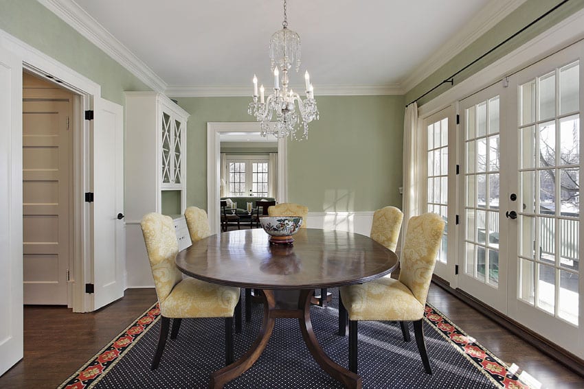 grey green formal dining room