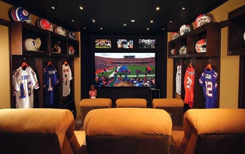 Upscale Hip Mexican Decor With Amazing Team Service Picture Of This Movie Room Is Decked Out With Football Team Decor Such As Helmets Sports Memorabilia And Jerseys E For Six To In One Of The